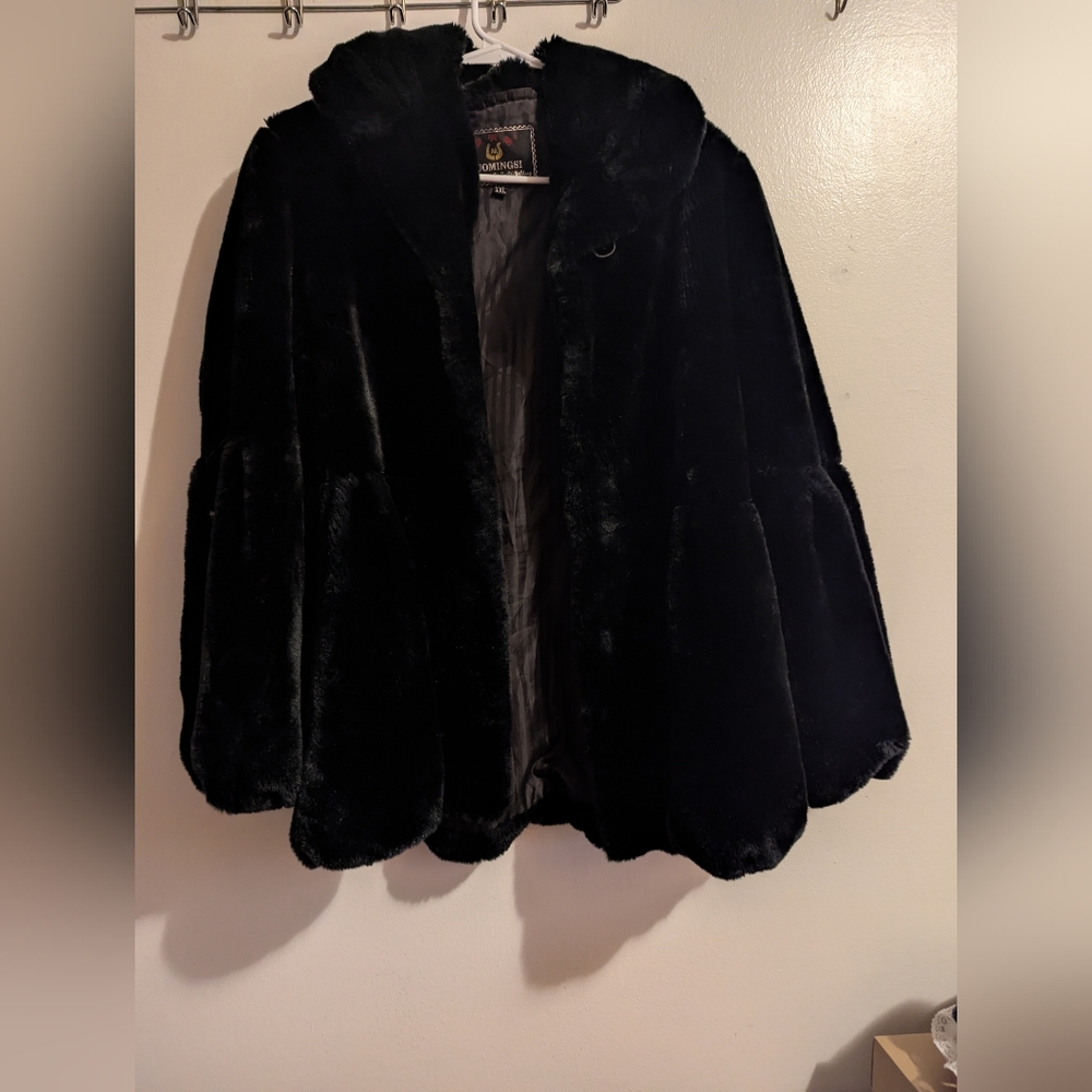 Luxurious Black Faux Fur Coat